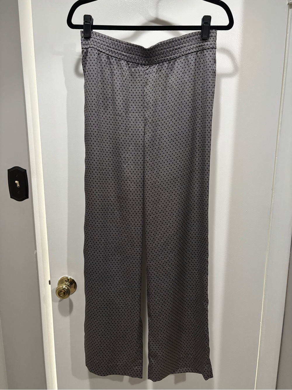 H&M Charcoal Dot-Pattern Wide-Leg Pants